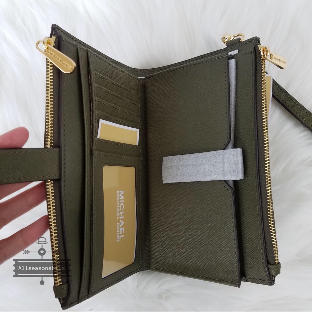 Michael Kors double zip Wrislet wallet brown olive - Picture 3 of 8